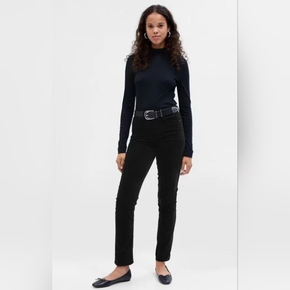 GAP High Rise Vintage Slim Black Stretch VELVET Jeans Size 26/2 PETITE RT$80